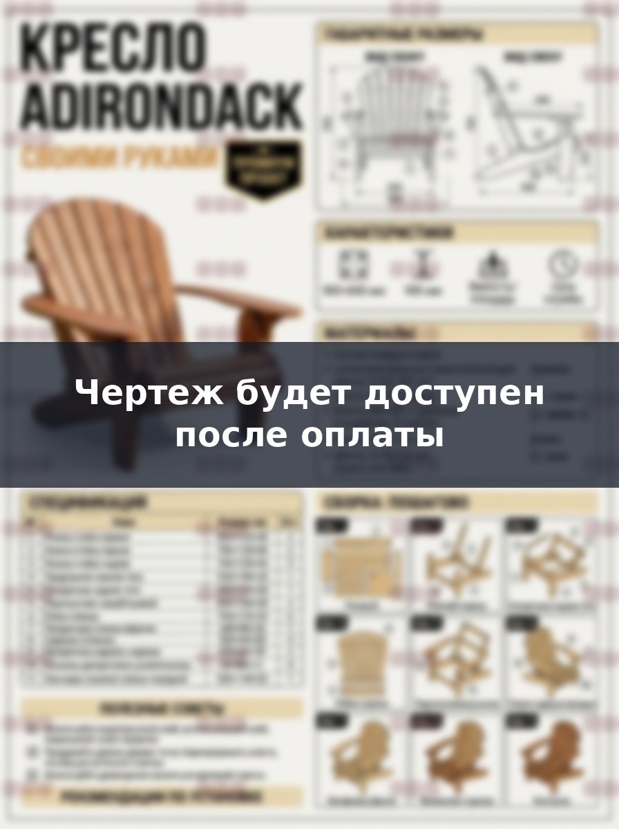 Чертеж кресла Адирондак своими руками: размеры, деталировка и сборка